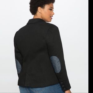 NWT Eloquii Elbow Patch Cotton Black Blazer 26